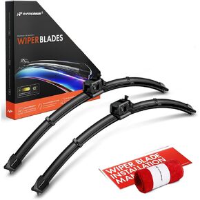 A-Premium Pack of 2 Front Windshield Wiper Blades with Wear Indicator & Towel - Compatible with Mercedes-Benz E250, E350, E63 AMG, E53 AMG, E450, E43 AMG, E400, E300, S550-24" and 22", MB Connector