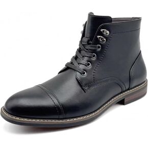 Finishing & Sewing Men's Dress Cap Toe Oxford Boots, Lace Up Ankle Derby Boots