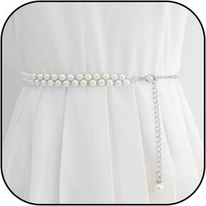 Pearl Belts for Women Layered Pearl Waist Chain Pearl Belt for Formal Dress Pearl Drop Dangle Waist Chain Adjustable Belly Chain Charm Bridal Accessories Wedding Party Gifts