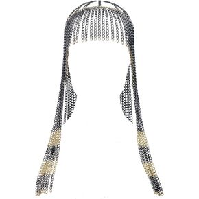 Head Chain Boho Chain Tassel Flapper Headpiece 20s Gatsby Jewelry Gold Cleopatra Accessories Black Headband for Women, inche