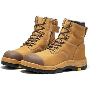 Roslyn Composite Toe Side zip Work Boots for Men ، 7 '' Comp Comp Lightweight Toe Cap ykk Zipper Non-Slip Rubber ASTM F2413-18 EH Safety Boot ، أحذية دعم في الكاحل واسعة مريحة (CP232Z-245Z)