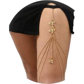 Thigh Chain Jewelry for Women Boho Leg Chain Crystal Heart Snake Butterfly Thigh Chain Sparkling Rhinestone Body Chain Jewelry Leg Garter Harness Accessories