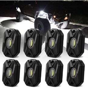 NOVSIGHT 8 Pods White Rock Lights with Remote Control - Waterproof Underglow Kit for Trucks Off Road Trucks SUV ATV UTV Golf Car Boat (White)