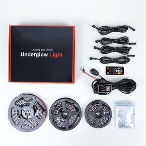 Car Underglow Lights, Bluetooth Dream Color Chasing Strip Kit, 6 PCS Waterproof Exterior Car Lights with APP Control, 12V 300 LEDs Underbody Lights for All Cars