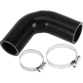 x AutoHaux 1 Set 32mm/1.26 "-35mm/1.38" ID 90mm/3.54 "طول 90 درجة خرطوم سيليكون أسود مع خرطوم سائل التبريد المشابك