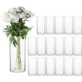 Tall 5.9 Inch Glass Cylinder Vase - Clear Flower Vase for Wedding Centerpieces,Party Decor,Home Decor-Hurricane Candle Holder for Floating Candles,Table Decorations,Receptions & Events (4)