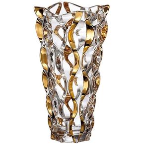 Hand Painted Gold Vase 11" Tall,Flower Vase Decor for Home Dining Table Living Room,Office Wedding Holiday Party,Handmade Decorative Flower Vase.