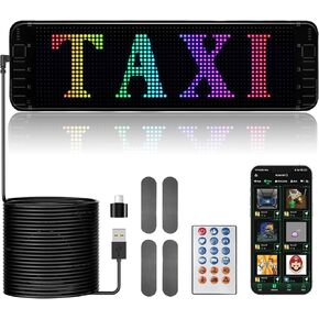 LED Light Signs for Car, 23''x 4'' Flexible LED Matrix Panel, Bluetooth App Control DIY Programmable Scrolling Sign for Car Taxi Store Hotel