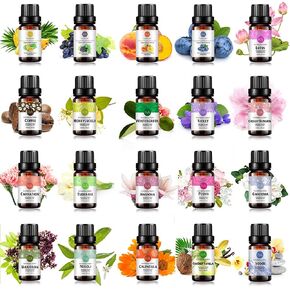 20-Pack 100% Pure Essential Oil Set(Blueberry,Neroli,Coffee,Lotus,Peach,CherryBlossom,Calendula,Marjoram,Grape,Magnolia,Tuberose,Honeysuckle,Peony,Coconut Vanilla,Violet and Others)