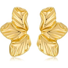 CLASSYZINT Gold Floral Earrings for Women Boho Hypoallergenic Jewelry 4 Styles 3D Flower Studs Everyday Elegant Earrings for Sensitive Ears