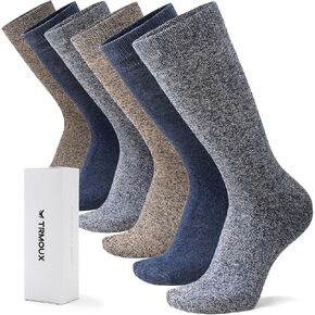 Mens Dress Socks Diabetic Socks for Men Colored Cotton Crew Thin Extra Wide Non-Binding Socks Soft Breathable, 6-Pack