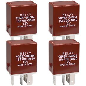 Relay 90987-04004 (Set of 4), 90987-04004 156700-0860 40A 12VDC 5Pins Plug-in Multipurpose Automotive Relay, Compatible with Toyota 90084-98032