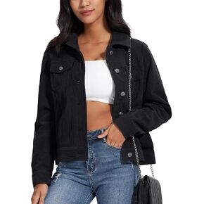 YUCOLEN Women's Corduroy Jacket Shacket - Cropped Button Down Coat Dressy Long Sleeve Shirts Casual Spring Fall Tops 2025