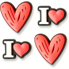 I Heart Shoe Charms for Clog Decoration - Love Accessories for Kids, Adults, Women, Lovers and Couples - PVC Charm Decoration for Valentine's Day Gifts and Parties