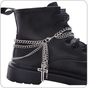 2Pcs Punk Shoe Chains Cross Sneaker Charms Shoe Lace Charms Star Butterfly Chain Goth Shoes Accessorie Jewelry Gothic