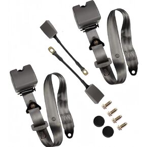 2 Pack 3 Point Seat Belt Universal Lap القابلة للتعديل المحددة لـ GO Kart ، Club Golf Cart ، UTV ، VR ، Minivan Van ، SUV ، السيارات ، العربات ، بيك آب وشاحنة لأحزمة التعديل (الأسود)