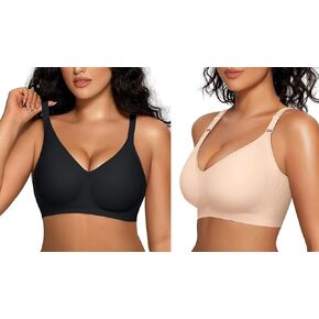 OEAK Womens Front-Adjustable Straps Bras Nude M+Buttery Soft Bra Convertible Bra Black M