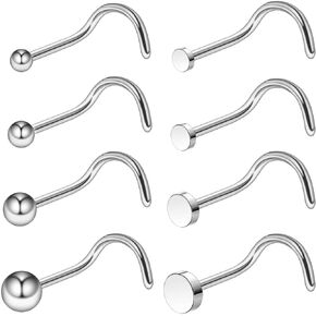 Ruifan ASTM F136 Titanium أنف Rings 18g 20g 22g أنف ترصيع حلقة المسمار مجوهرات عظمية على شكل حرف L