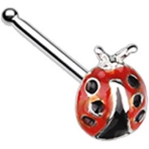 Nose Ring Stud Lady Bug top 316L Sterling Silver Ladybug