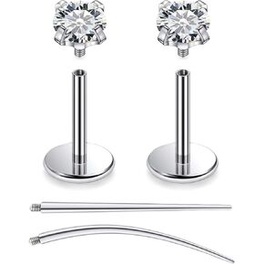F136 Titanium 20/18/16g متورط داخليًا مسطحًا مسطحًا للأقراط خواتم الأنف الشفاه LABRET MEDUSA MONROE JOWENTING مع تفتق للنساء الرجال