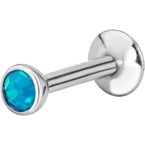 Forbidden Body Jewelry 16g Tragus Earring, Helix Earring & Labret Piercing, Internally Threaded Simulated Opal Stud