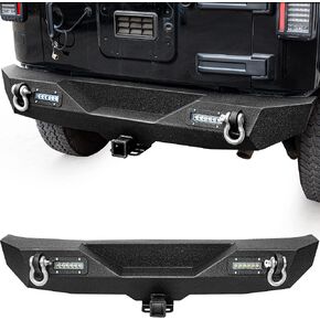 مصد خلفي لاعب كرة القدم مع حاملة إطارات ومستقبل 2 "متوافق مع 07-18 Jeep Wrangler JK JKU Rubicon Sahara Sports Model Offroad Rock Mosted Proced Black