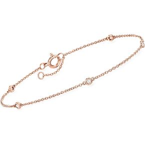 RS Pure by Ross-Simons 0.10 ct. t.w. Diamond Station Bracelet in 14kt Rose Gold. 6.5 inches