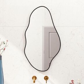 Irregular Wall Mirror 19.7"x 35.5" Asymmetrical Mirror Black Frame for Living Room Bedroom Entryway Bathroom Decoration