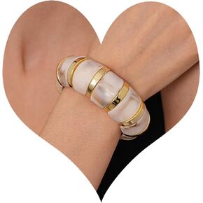 Chunky Gold Bracelets for Women Acrylic Wrap Bracelets Resin Gold Stretch Bangle Punk Jewelry