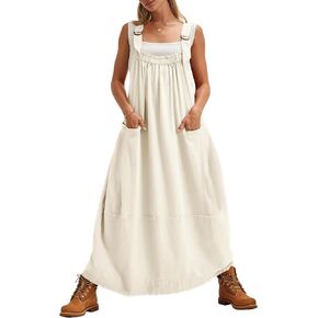 Locachy Women للنساء MIDI Dress الفضفاضة فضفاضة فضفاضة القابل للتعديل
