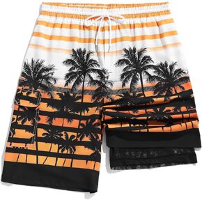 ZAFUL Mens Swim Trunks with Mesh Liner Quick Dry Swim Shorts with Pockets 2 in 1 Beach Shorts Elastic Waistband Board Shorts