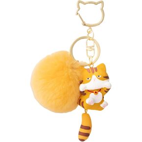 Cat Keychain Pom Pom KeyChain Cute Keychains for Women Bag Charms Kawaii Cat Backpacks Accessories cat plush keychain