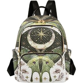 حقيبة الظهر الصغيرة من Alaza للنساء الفتيات في سن المراهقة Luna Moth Moon Moon Quilted Backpack Fashion Bookbag Mini Daypack Daypack Ladies Everydal