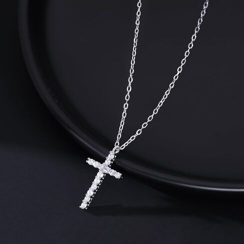 SLUYNZ Solid 925 Sterling Silver CZ Cross Choker Necklace for Women Teens Cross Pendant Necklace in Saudi Arabia