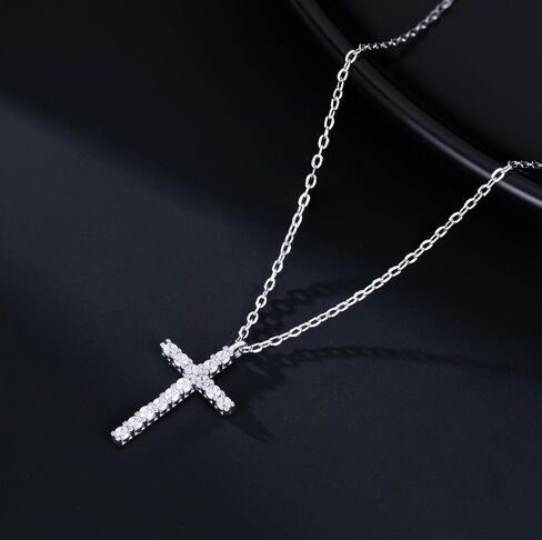 SLUYNZ Solid 925 Sterling Silver CZ Cross Choker Necklace for Women Teens Cross Pendant Necklace in Saudi Arabia