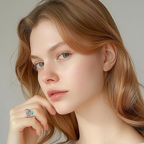 Sterling Silver Turquoise Rings for Women Vintage Adjustable Sunflower/Dragonfly/Butterfly Spoon Rings Boho Antique Statement Ring Jewelry Gifts in Saudi Arabia