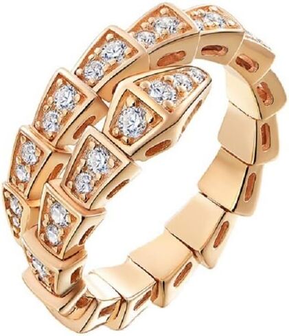 Gixaxak Charm Sterling Silver Gold Snake Shape Ring Opening Adjustable Design Jewelry Handmade Polishing Durable Diamonds Jewelry Dainty Exotic Flavor Features Style Animal Wild Ring Gold in Saudi Arabia