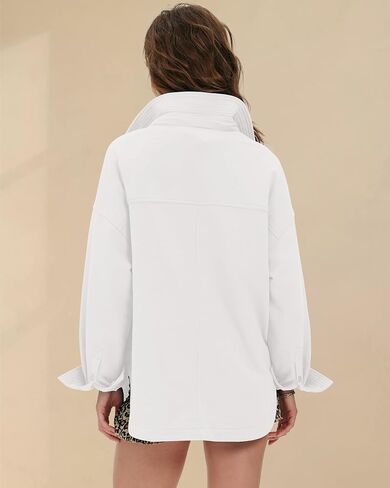 Locachy Women's Casual Oversized Polo Sweatshirt Lapel Long Sleeve Button Pullover Tops Fashion Outfits Clothes in Saudi Arabia