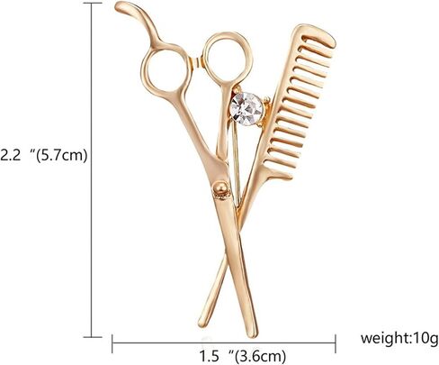 coadipress Crystal Comb Scissors Brooch Pin for Women Men Unique Gold Silver Barber Tools Salon Hairdresser Corsage Collar Pin Gifts Jewelry in Saudi Arabia