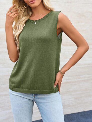 Imily Bela Womens Sleeveless Sweater Vest 2025 Casual Summer Crew Neck Knit Sweater Lightweight Pullover Tank Top in Kuwait