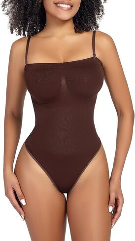 Women's Strapless Ribbed Thong Sexy Bodysuit, Tummy Control Shapewear With Removable Straps in Saudi Arabia