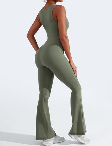 YEOREO Women Flare Jumpsuits Gym Sleeveless Square Neck Full Length Yoga Jumpsuit in Saudi Arabia