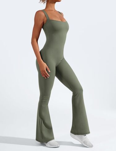YEOREO Women Flare Jumpsuits Gym Sleeveless Square Neck Full Length Yoga Jumpsuit in Saudi Arabia