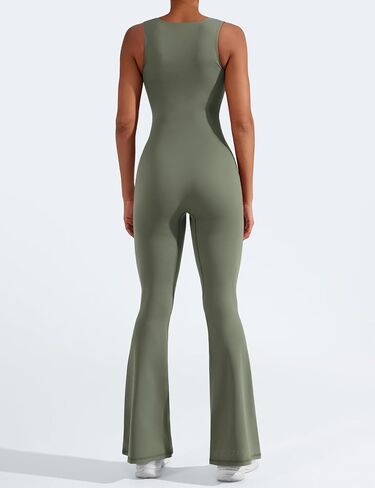 YEOREO Women Flare Jumpsuits Gym Sleeveless Square Neck Full Length Yoga Jumpsuit in Saudi Arabia