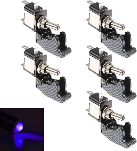 ESUPPORT Car Carbon Fiber Cover Green LED Light Rocker Toggle Switch SPST ON Off Pack of 5 in Saudi Arabia