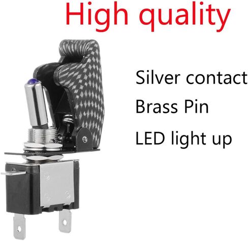 ESUPPORT Car Carbon Fiber Cover Green LED Light Rocker Toggle Switch SPST ON Off Pack of 5 in Saudi Arabia