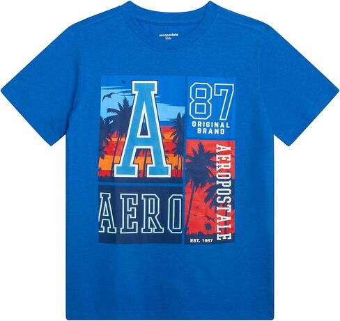 Tee Aeropostale Boys 'Graphic Tee - قميص قصير الأكمام Crewneck Pullover - قمصان Jersey غير الرسمية للأولاد (الأحجام: 8-16) in Kuwait