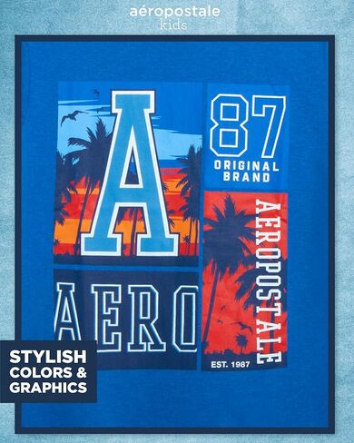 Tee Aeropostale Boys 'Graphic Tee - قميص قصير الأكمام Crewneck Pullover - قمصان Jersey غير الرسمية للأولاد (الأحجام: 8-16) in Kuwait