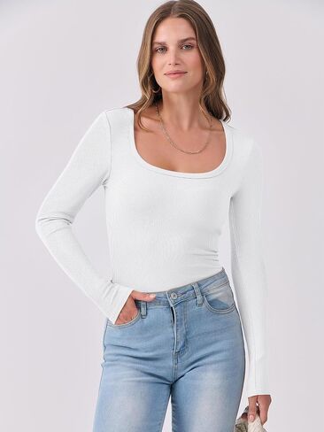 ANRABESS Women's Long Sleeve Tops Casual Scoop Neck Ribbed Knit Slim Fitted Basic Tee Shirts Trendy Spring Outfits in Saudi Arabia