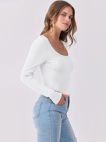 ANRABESS Women's Long Sleeve Tops Casual Scoop Neck Ribbed Knit Slim Fitted Basic Tee Shirts Trendy Spring Outfits in Saudi Arabia